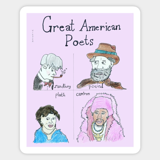 Great American Poets Sticker by AlanWieder